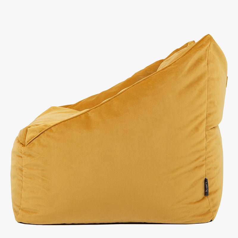 Natalia fluwelen fauteuil-bamboezak - okergeel