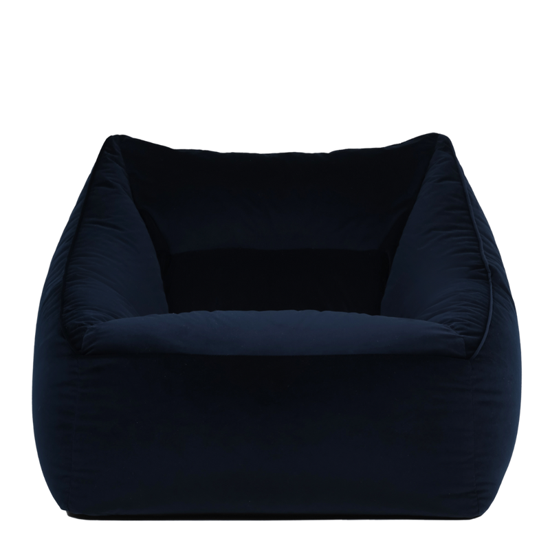 Natalia fluwelen fauteuil beanbag - middernachtblauw