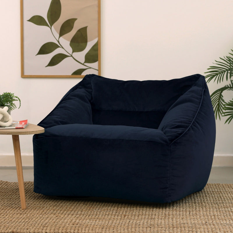 Natalia fluwelen fauteuil beanbag - middernachtblauw