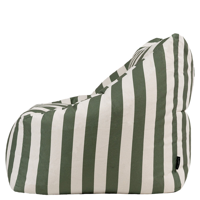 Natalia Gestreepte Geweven Fauteuil-bamboezak - Saliegroen