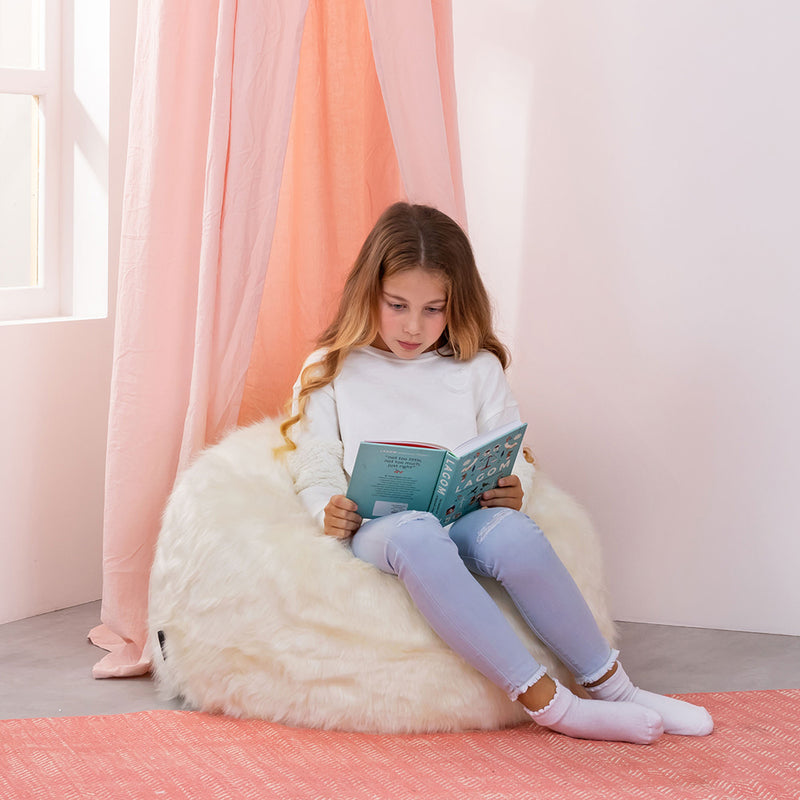 Kids Kingston luxe klassieke zitzak van imitatiebont – beige