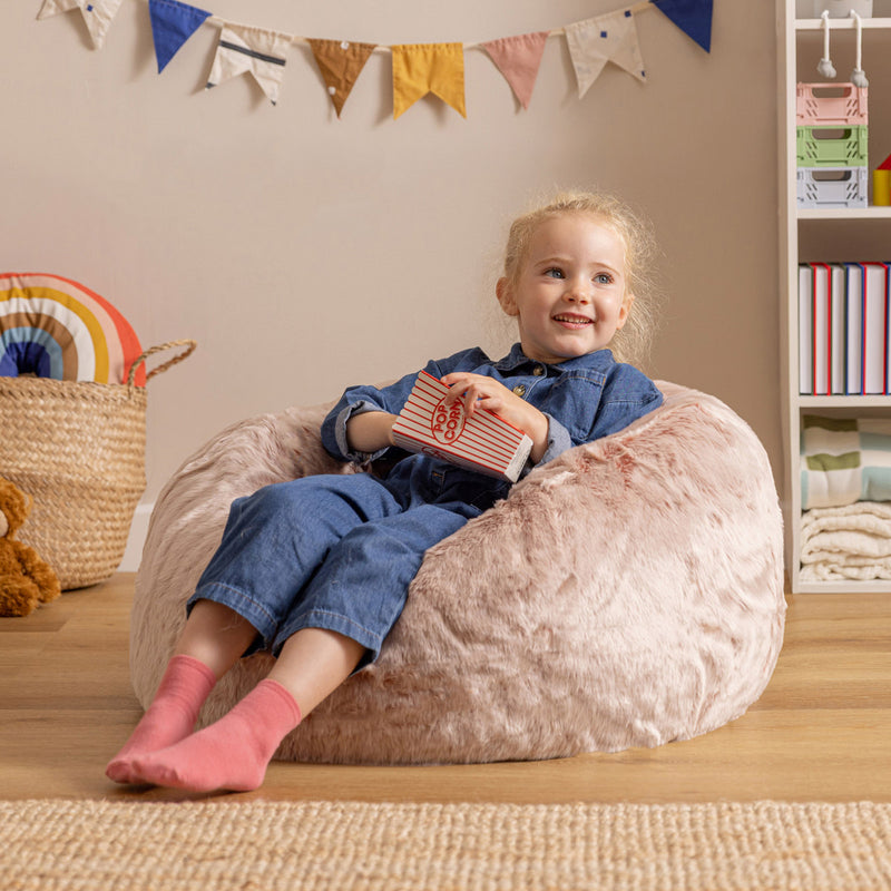 Kinderzitzak Kingston Luxury Classic van imitatiebont - roze