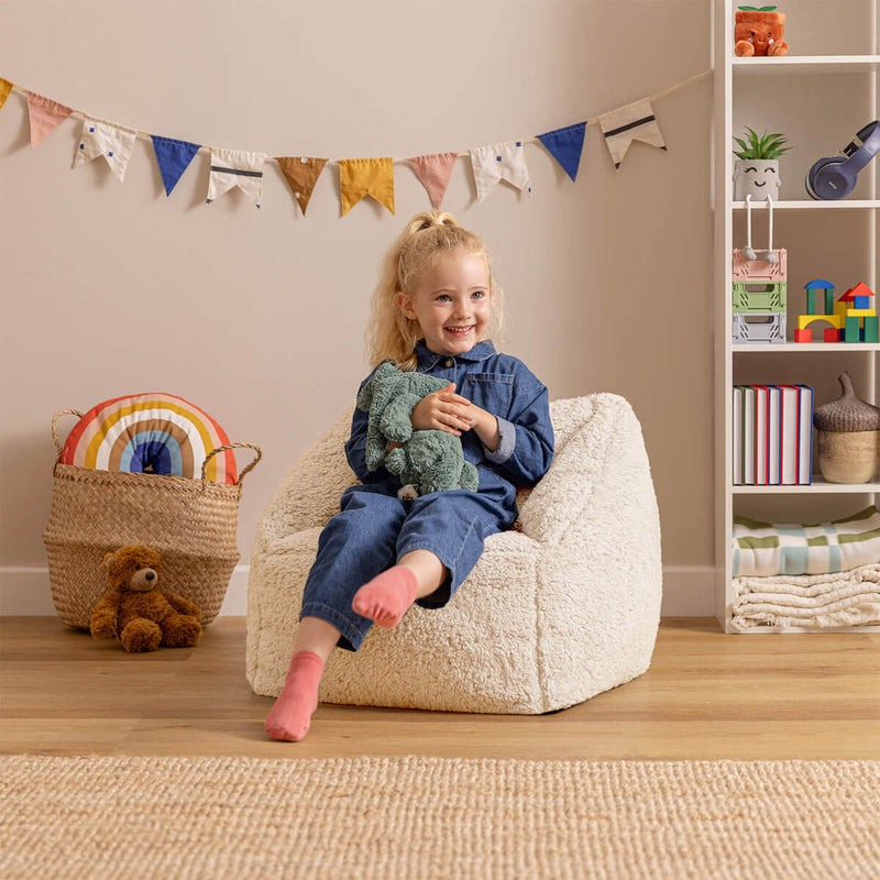 Kinder Natalia Teddy Fleece Fauteuil Zitzak - Naturel