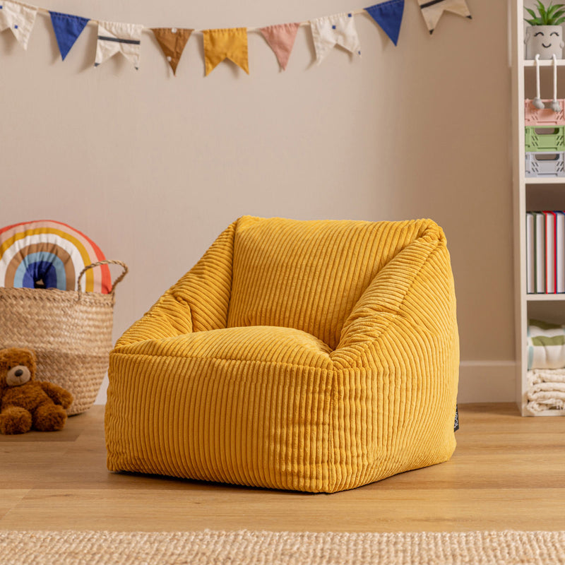 Natalia Kids Cord Armchair Bean Bag - Ochre Yellow