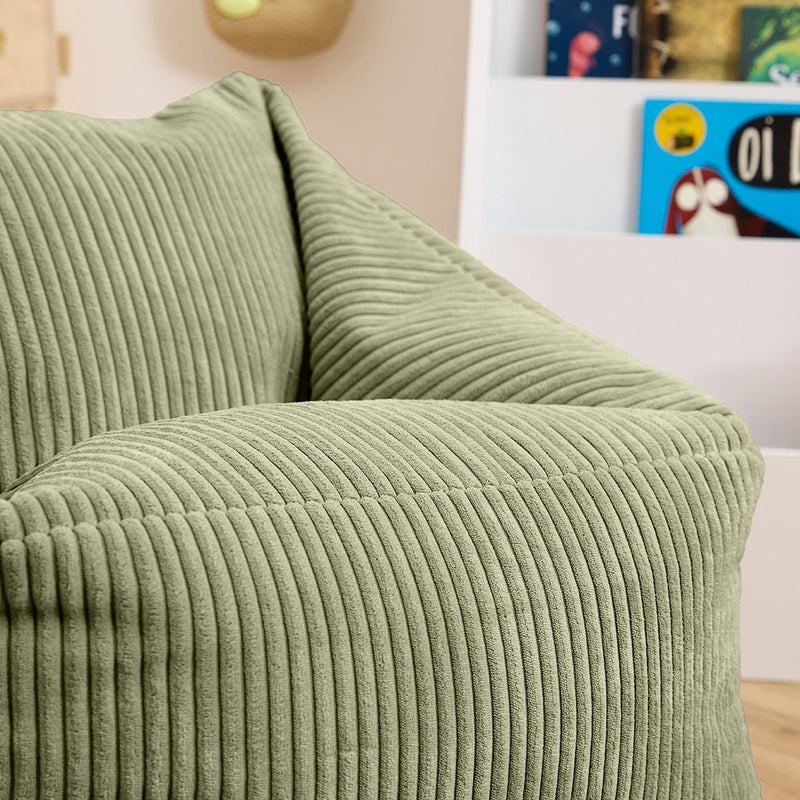 Natalia Kids Cord Armchair Bean Bag - Sage Green