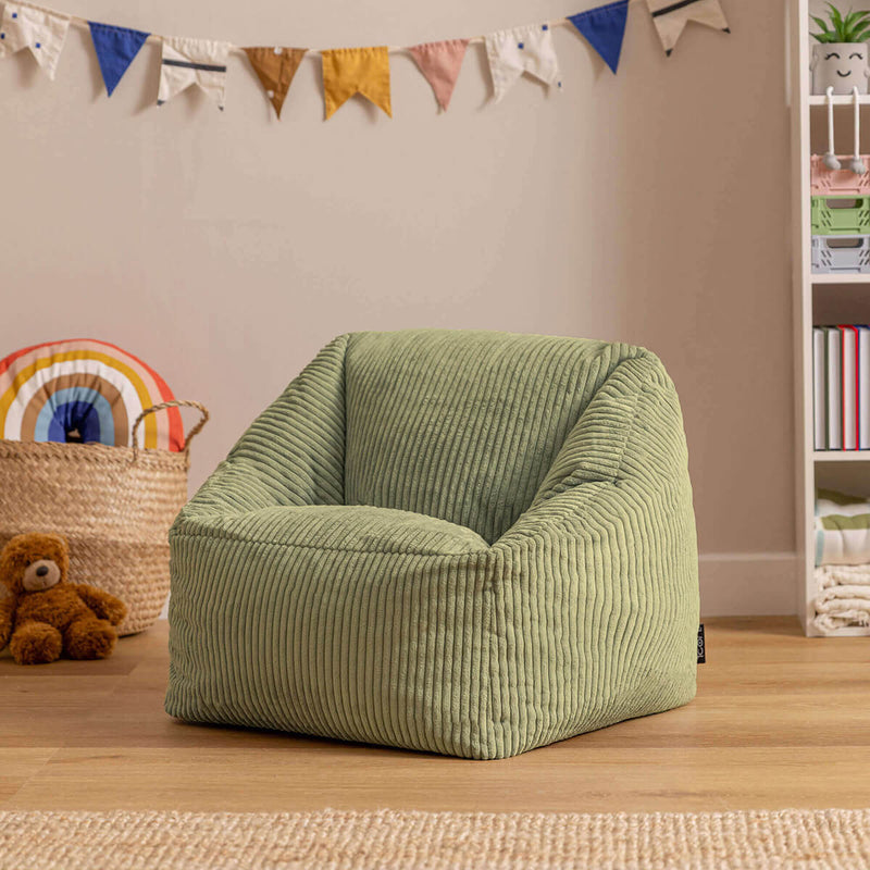 Natalia Kids Cord Armchair Bean Bag - Sage Green