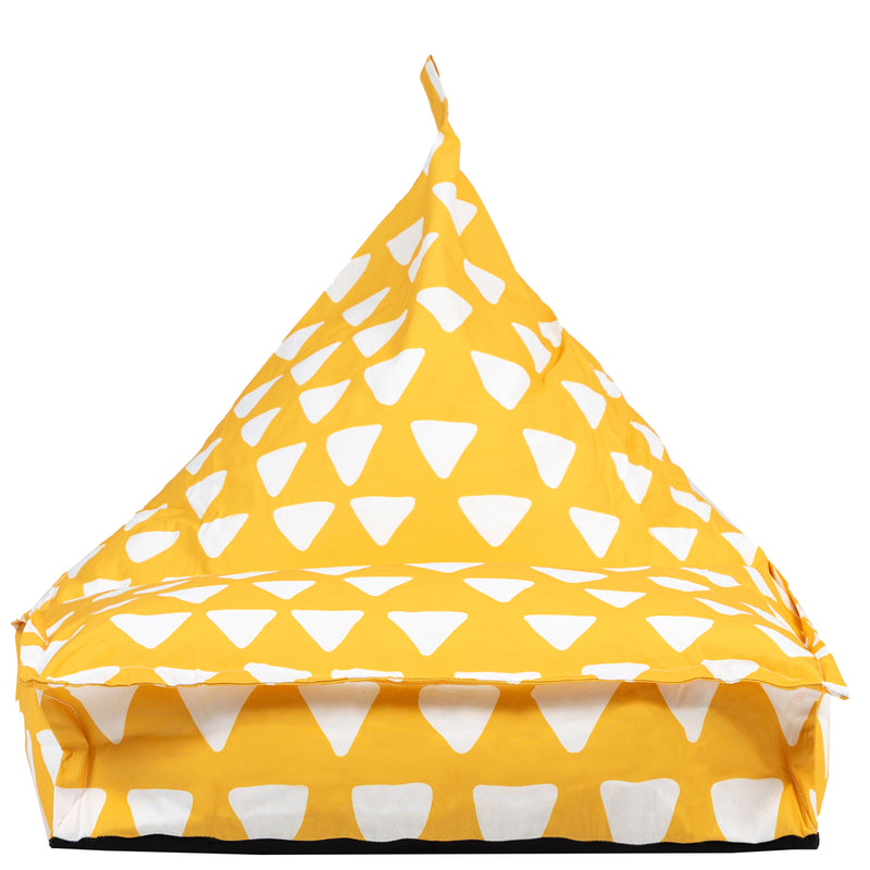 Kids Triangle Print Lounger Bean Bag - Yellow