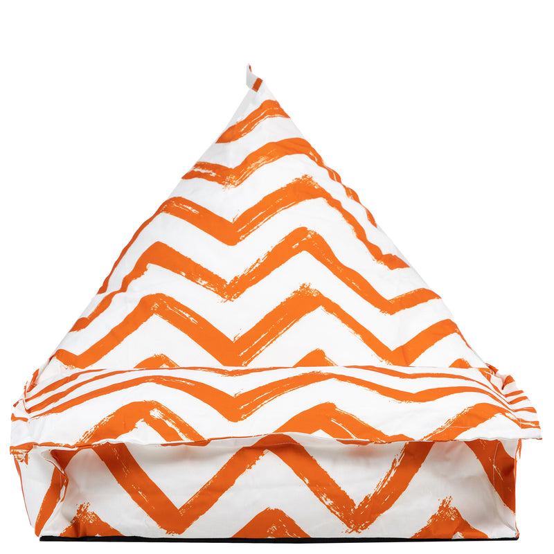 Kinderen Zig Zag Print Lounger Zitzak - Oranje