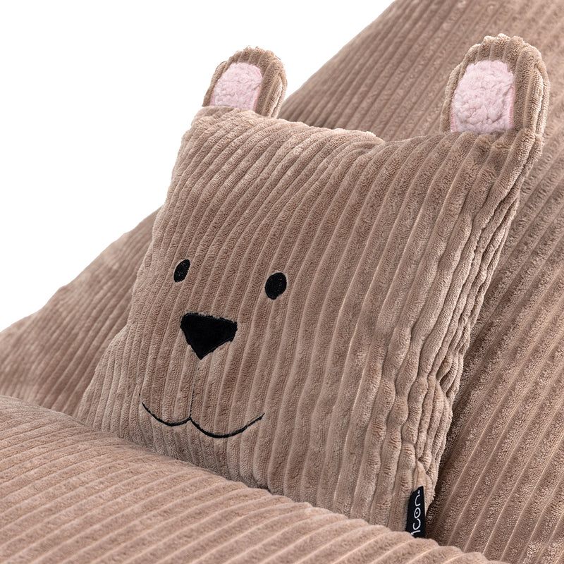Kids Bertie Bear Cord Lounger and Cushion - Mocha