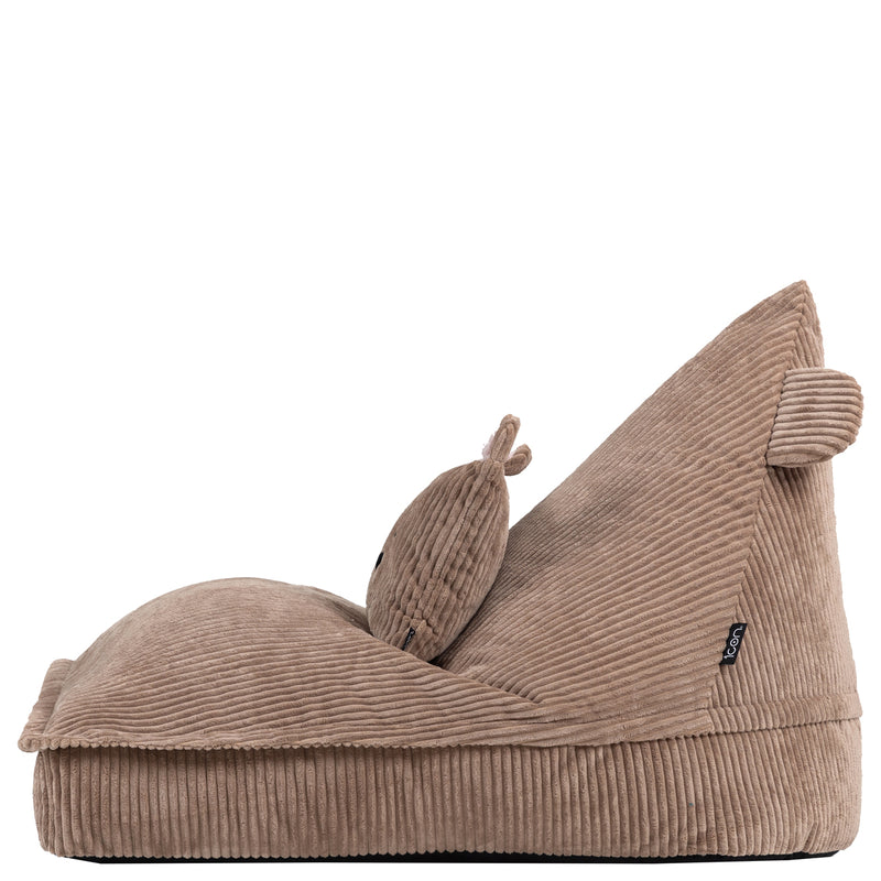 Kids Bertie Bear Cord Lounger and Cushion - Mocha